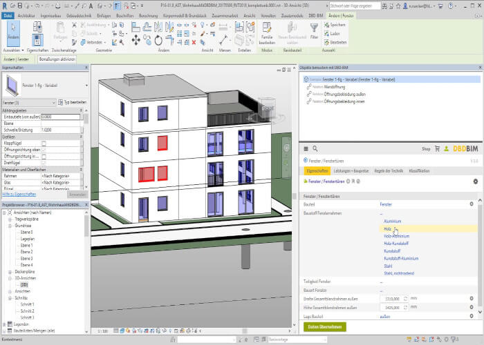 DBD-BIM Plug-in Revit Tutorial Varianten der Bemusterung