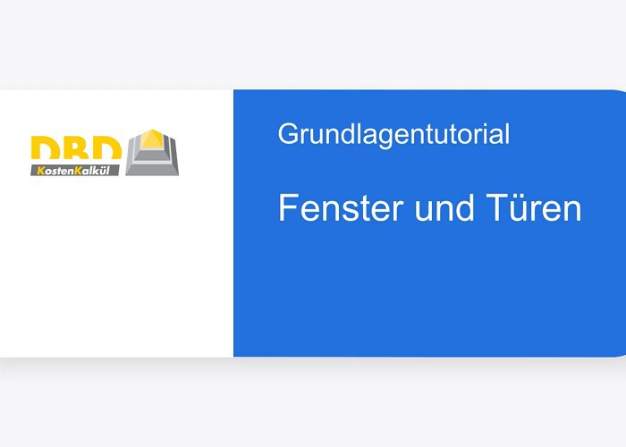 DBD-KostenKalkül Tutorial Fenster und Türen