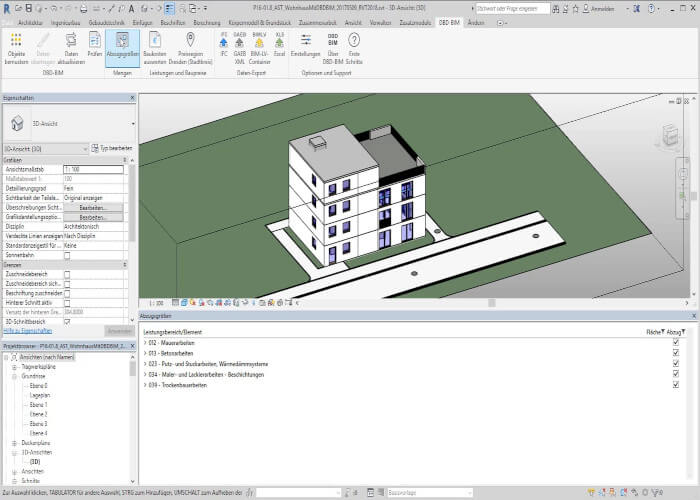 DBD-BIM Plug-in Revit Tutorial Abzugsmengen