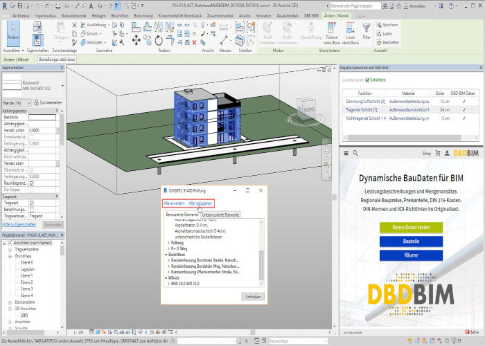 DBD-BIM Plug-in Revit Tutorial Prüfen