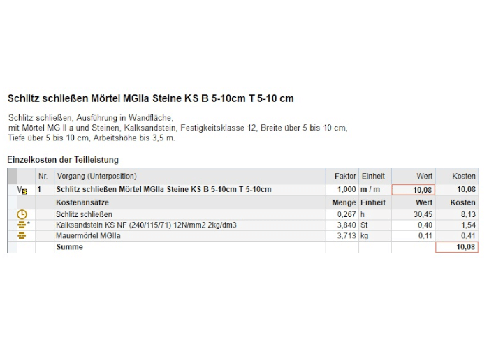 nextbau unterstützt DBD-KostenAnsätze - einschließlich Lernfunktion