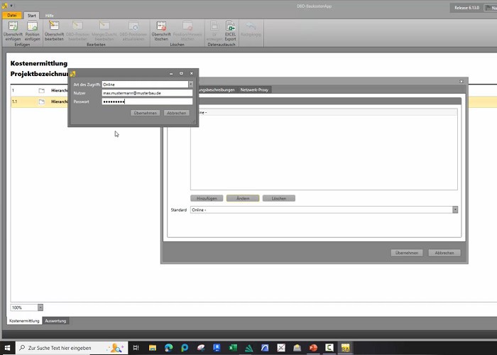 DBD BaukostenApp Programmeinstellungen