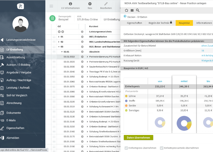 Integration der dynamische Ausschreibungstexte von STLB-Bau Online