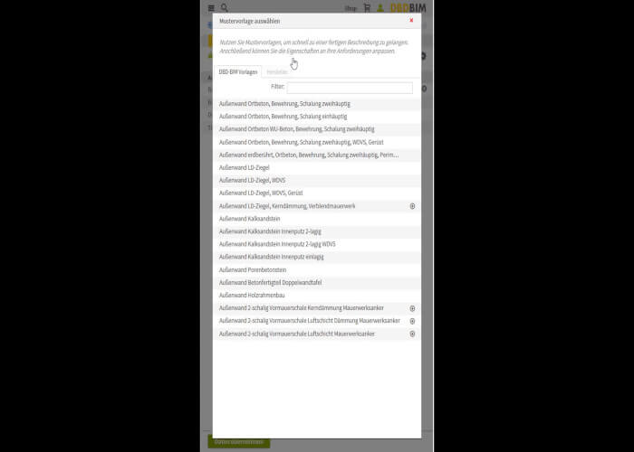 DBD-BIM Tutorial Verwenden von Mustervorlagen