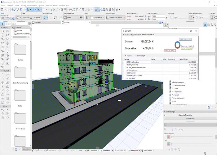DBD-BIM-Plug-in ARCHICAD tutorial Auswerten der Baukosten