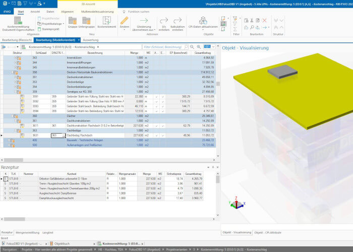 DBD-BIM kann in den Modulen „klassische Kostenplanung“ und „BIM“ verwendet werden.