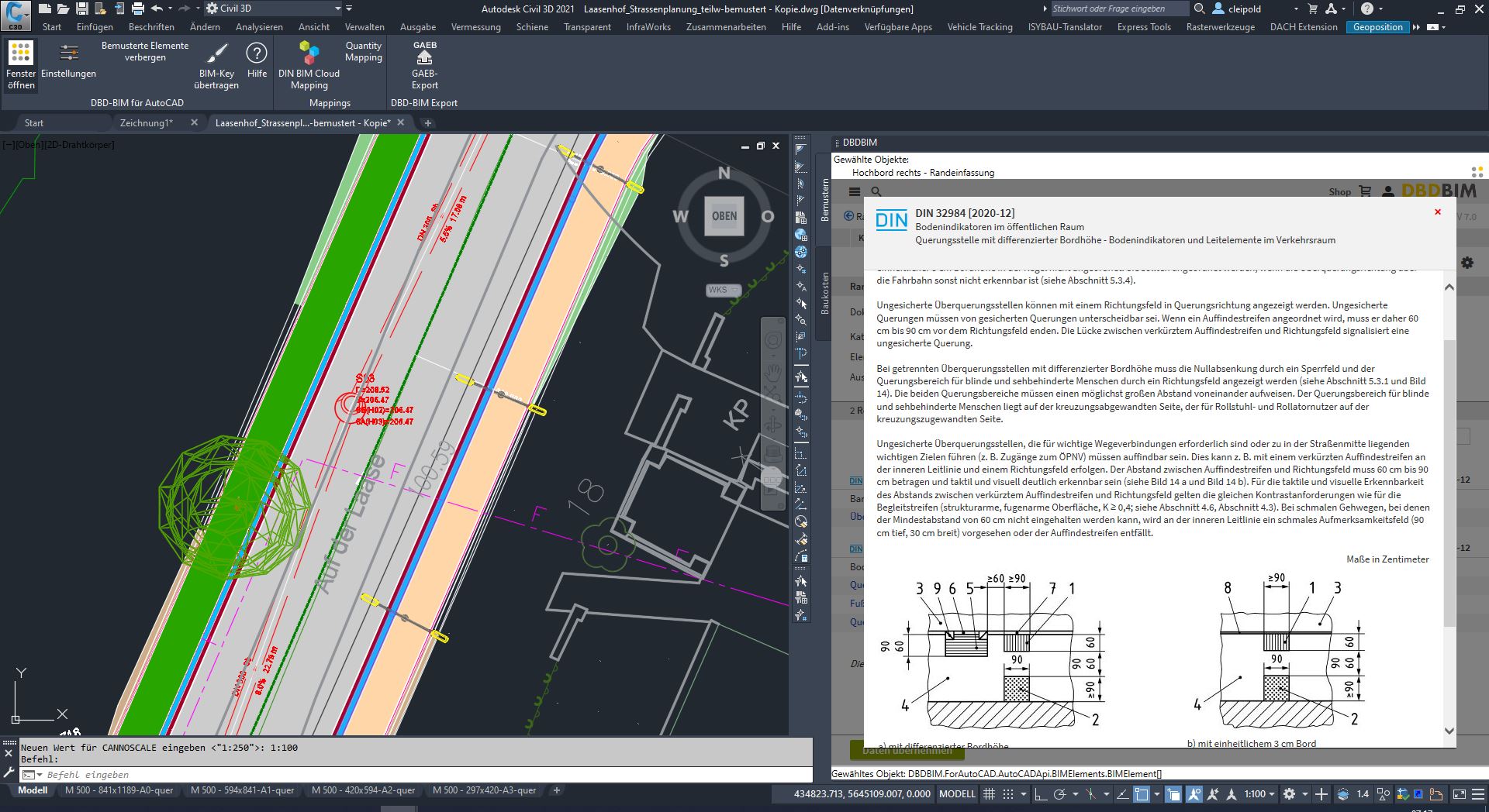 Mit DBD-BIM in Autodesk Civil 3D stehen Ihnen tausende Baunormen direkt beim Planen zur Verfügung.