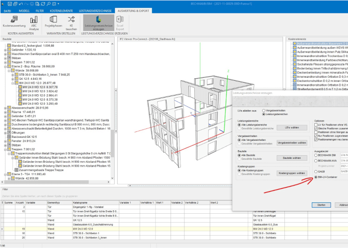 Datenaustausch mit BIM-LV-Container ermöglicht nahtlose Weiterverarbeitung